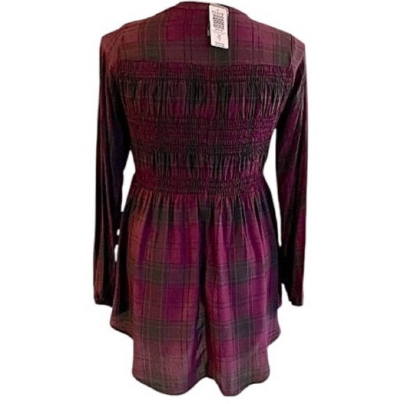 New Torrid rayon plum plaid tunic top Sz.00 - Picture 8 of 9